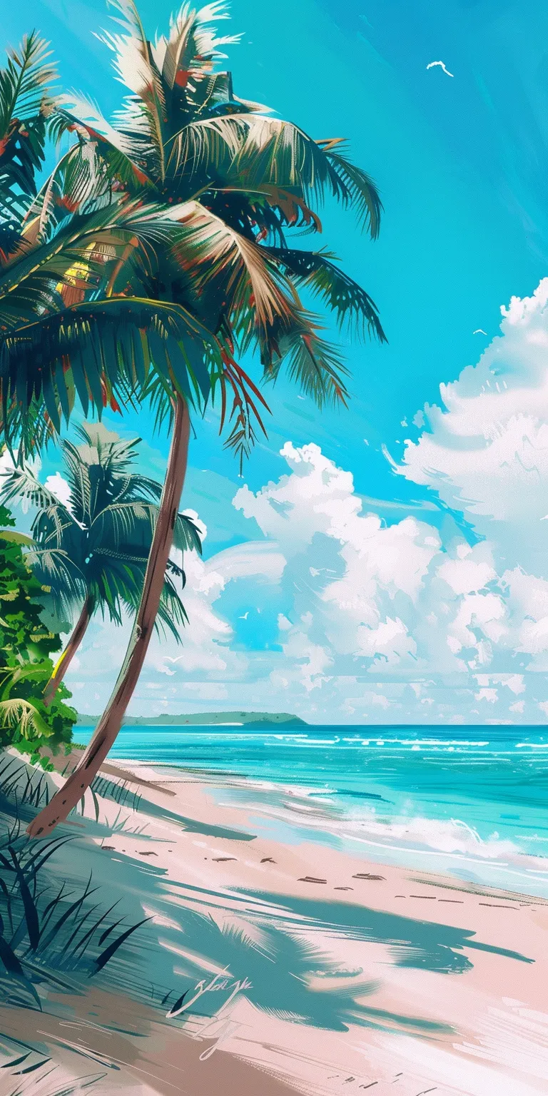 beach background, wallpaper style, 4K  1:2