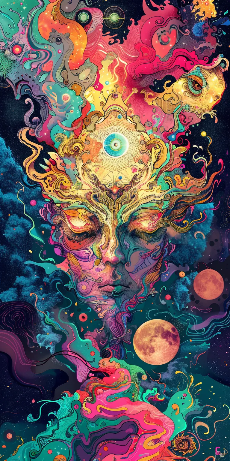 trippy wallpaper psychedelic, universe, aura, buddha, souls