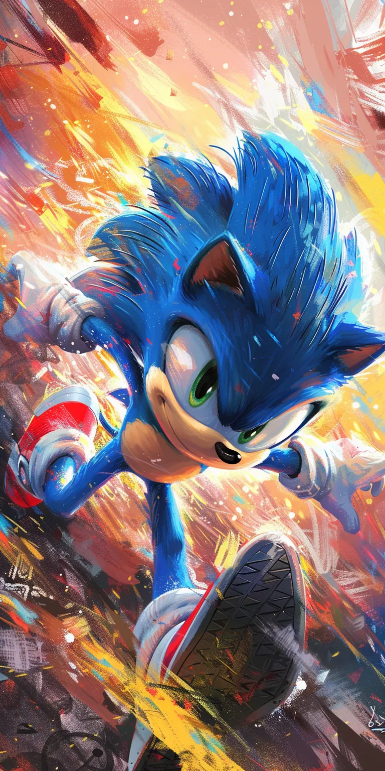 sonic wallpaper, style, 4K  1:2