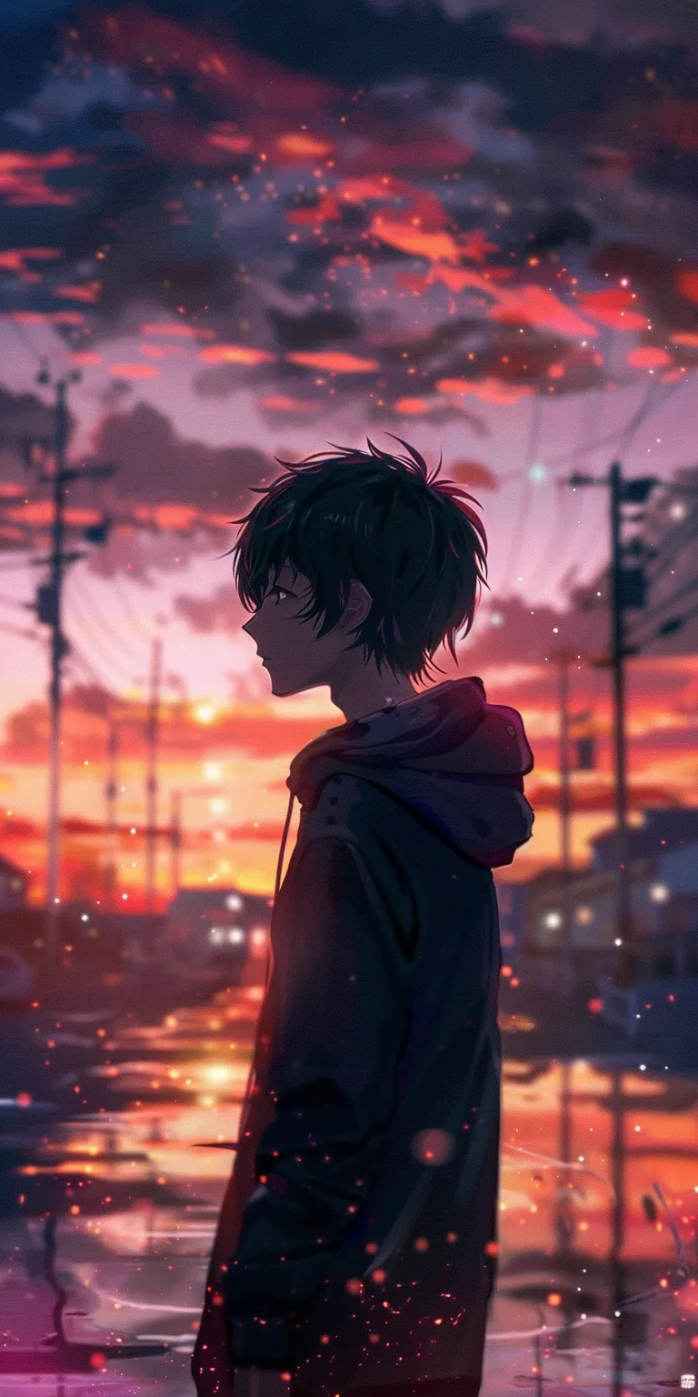 anime cool wallpaper boy, style, 4K  1:2