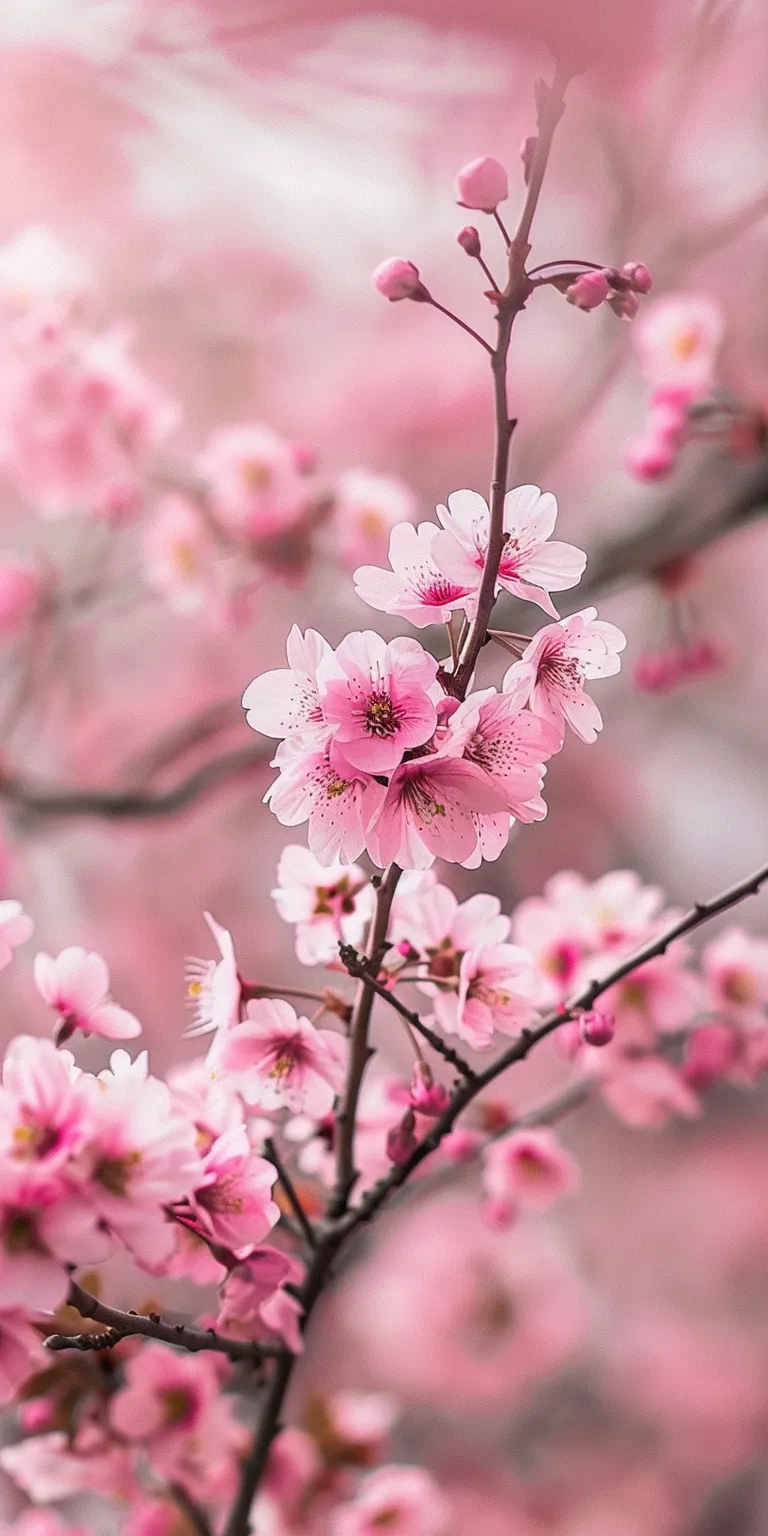 light pink wallpaper blossom, sakura, spring, wall, flowers