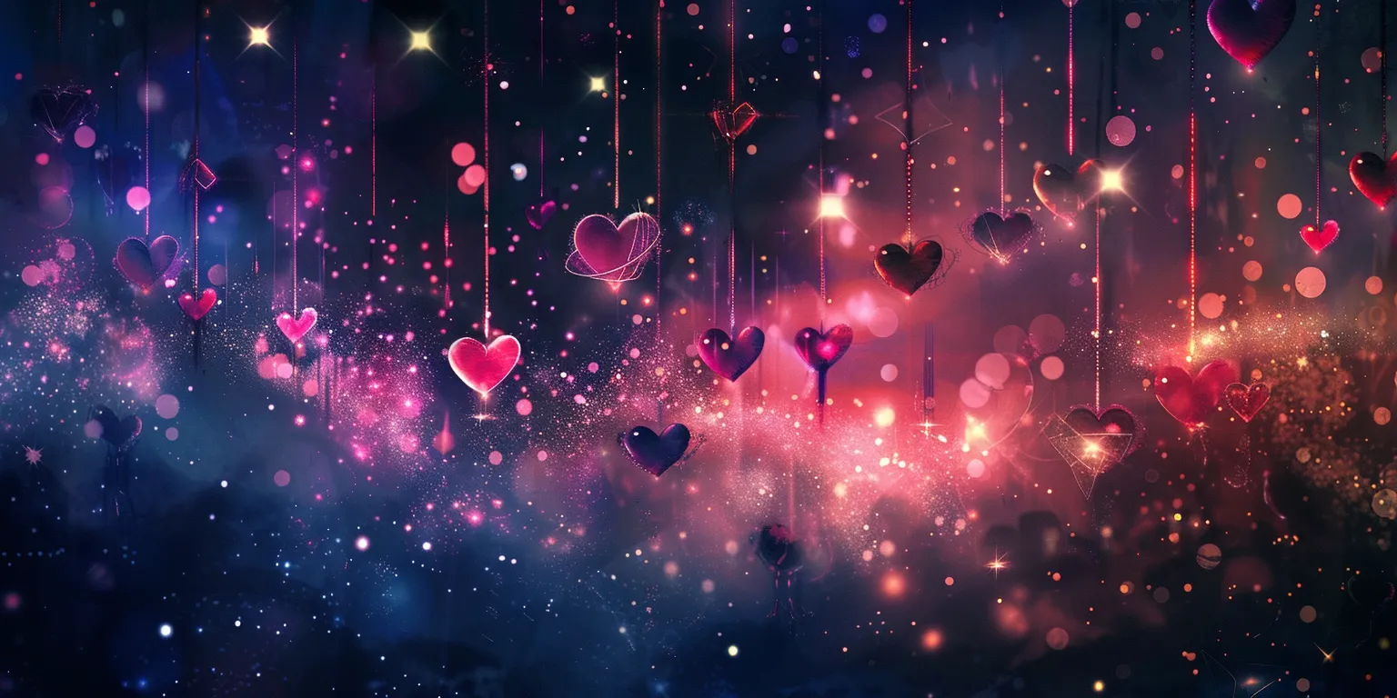 wallpaper with hearts and stars, style, 4K  2:1
