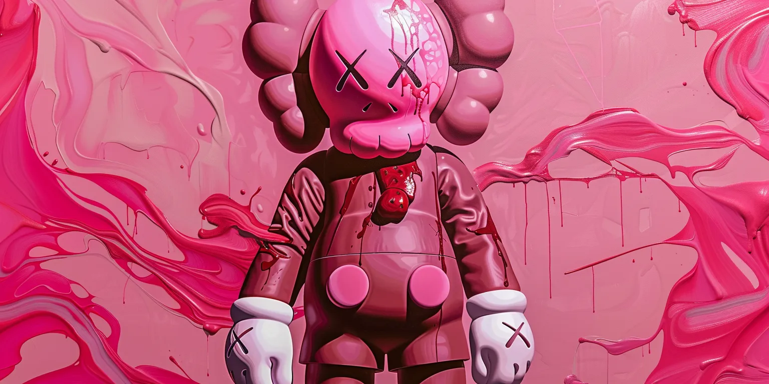 kaws wallpapers pink, wallpaper style, 4K  2:1