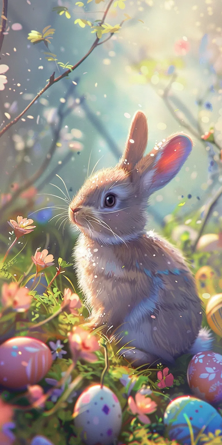 easter wallpaper bunny, rabbit, spring, hop, blossom
