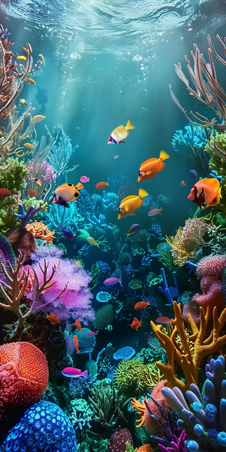 3d background aquarium, wallpaper style, 4K  1:2