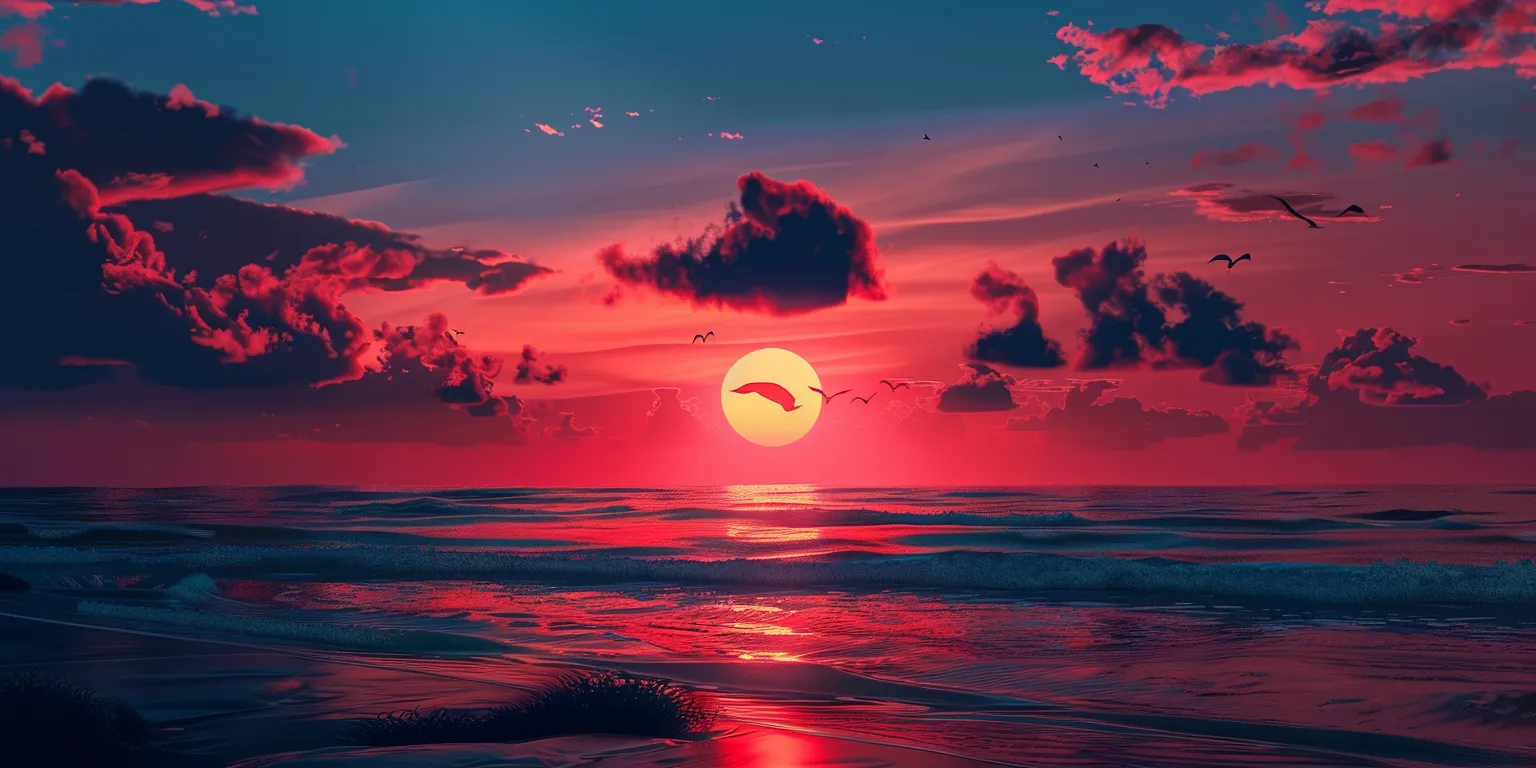 sunset background aesthetic, wallpaper style, 4K  2:1