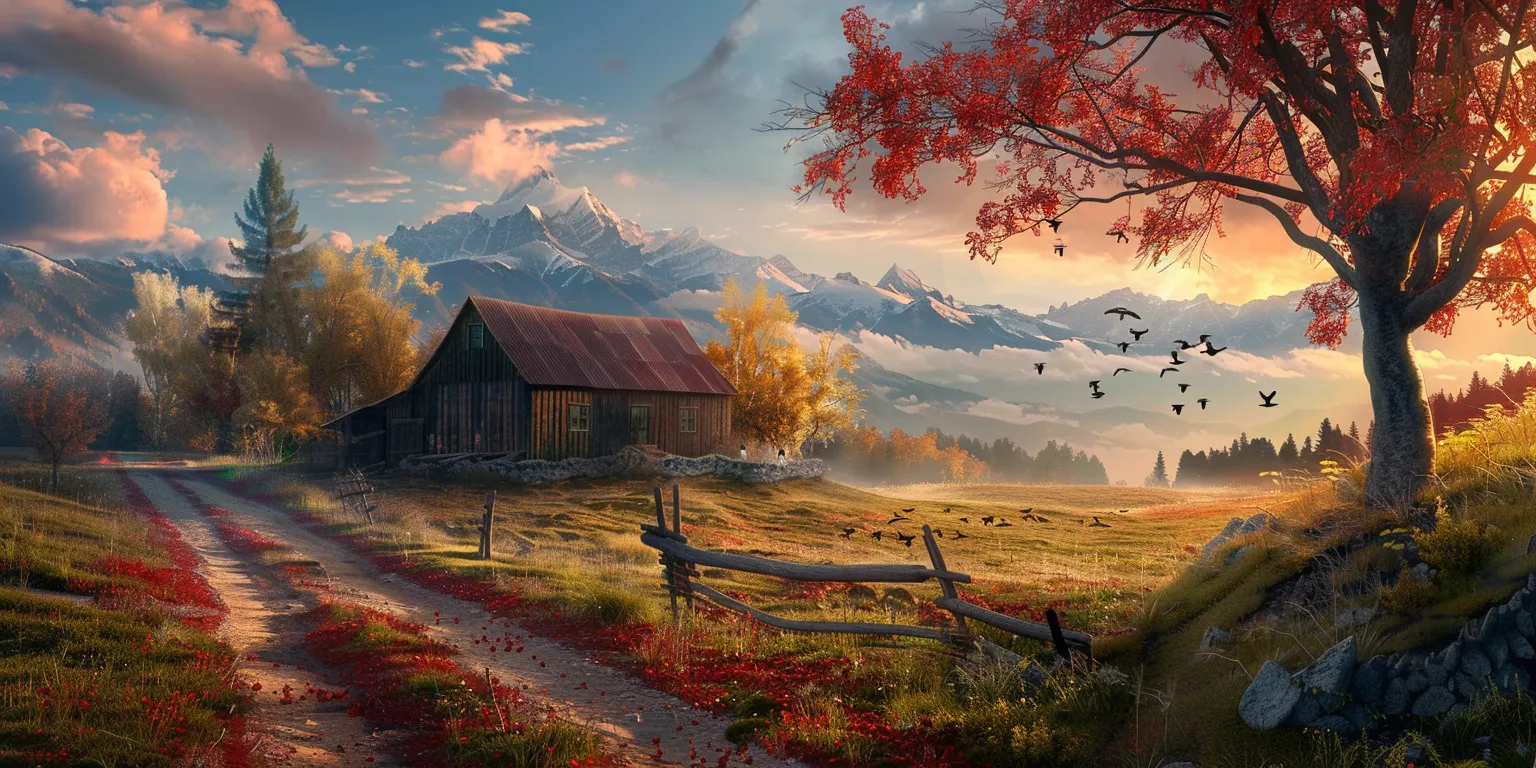 country wallpaper landscape, autumn, country, scenery, 3840x1080
