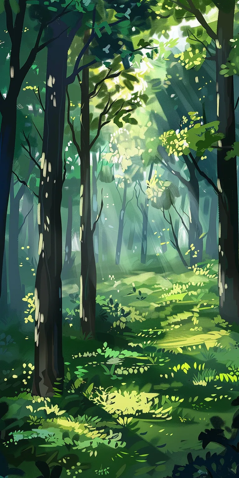 forest background drawing, wallpaper style, 4K  1:2