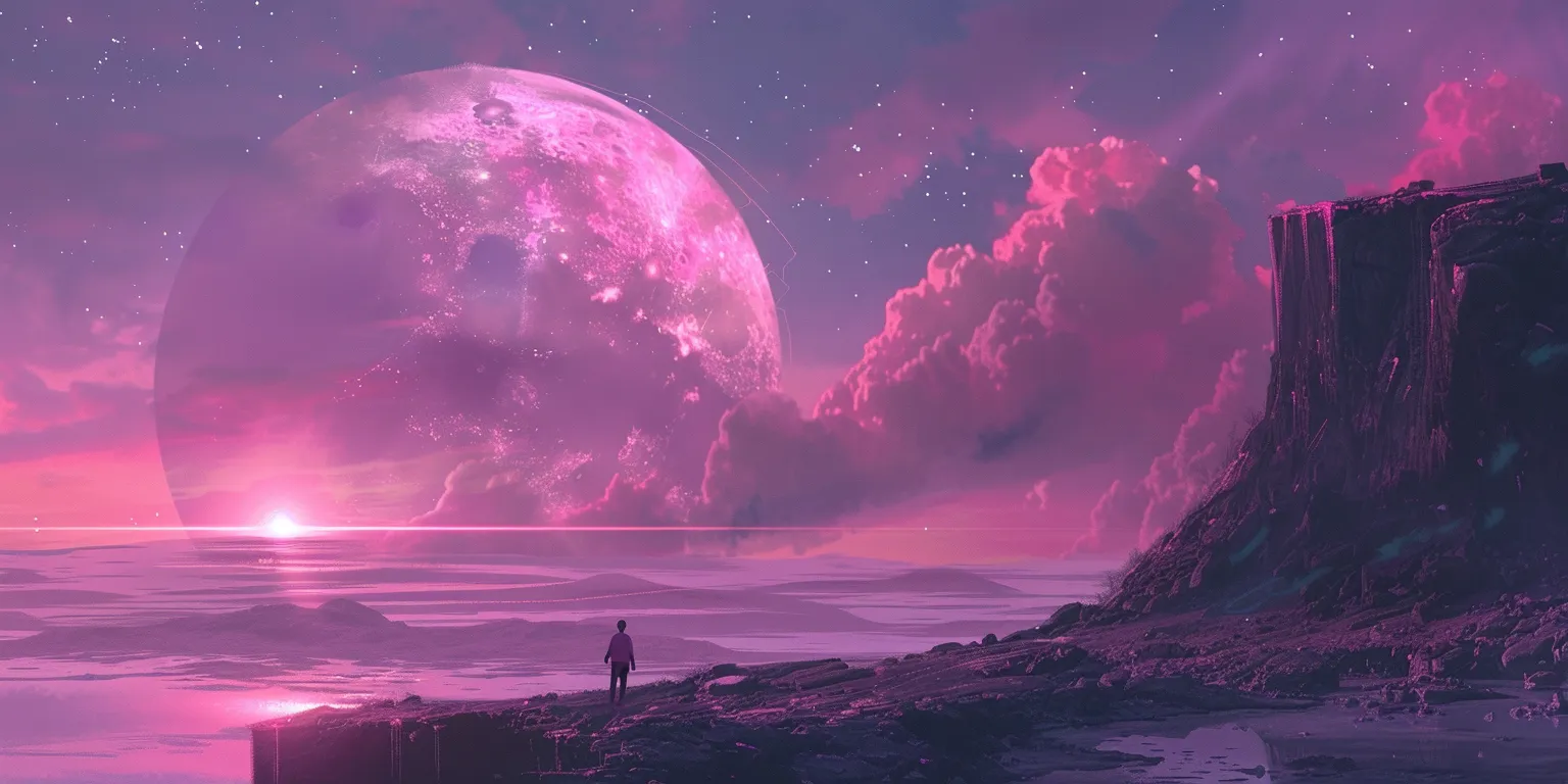 background pictures 3840x1080, synthwave, purple, planet, 2560x1440