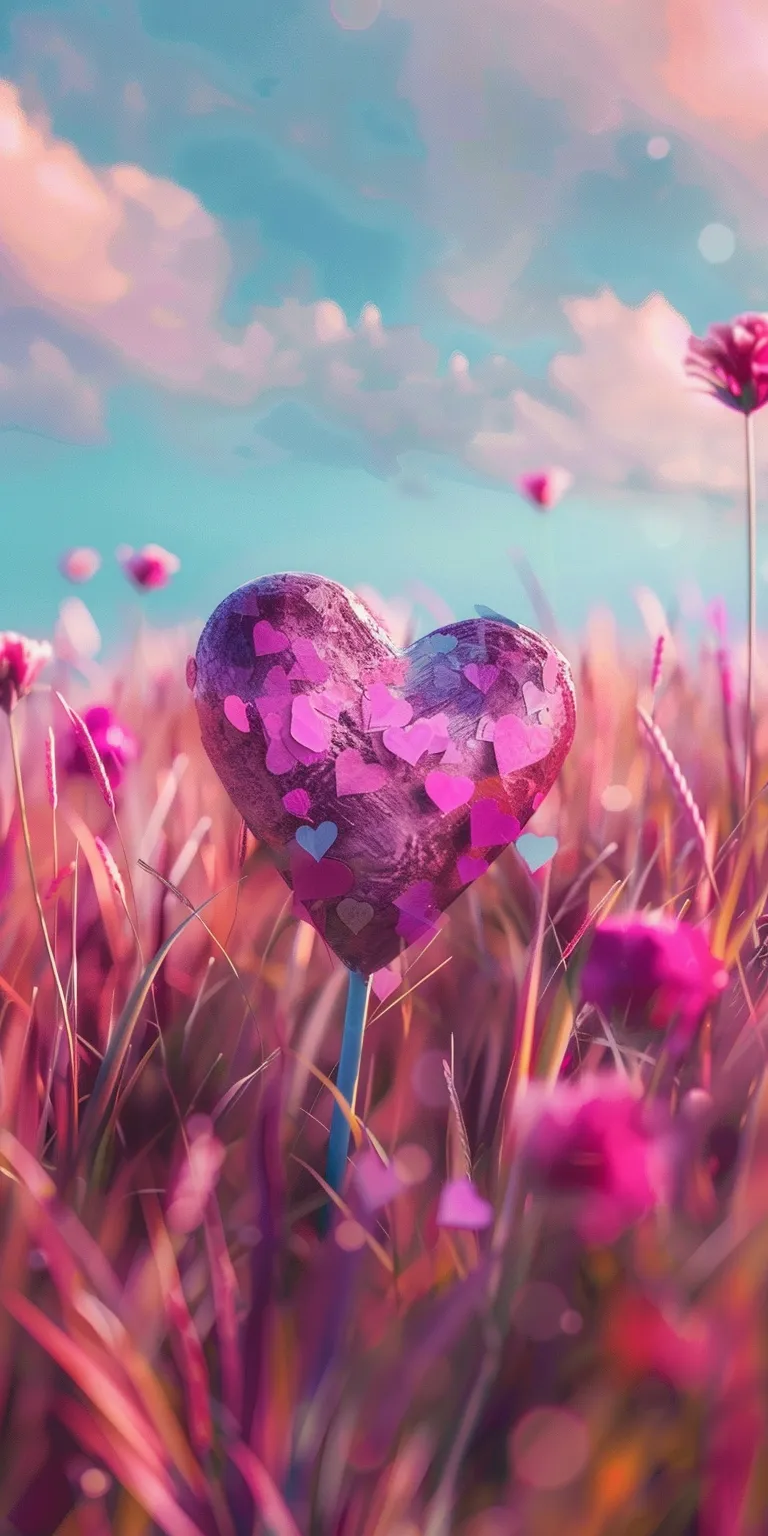 wallpaper with hearts, style, 4K  1:2