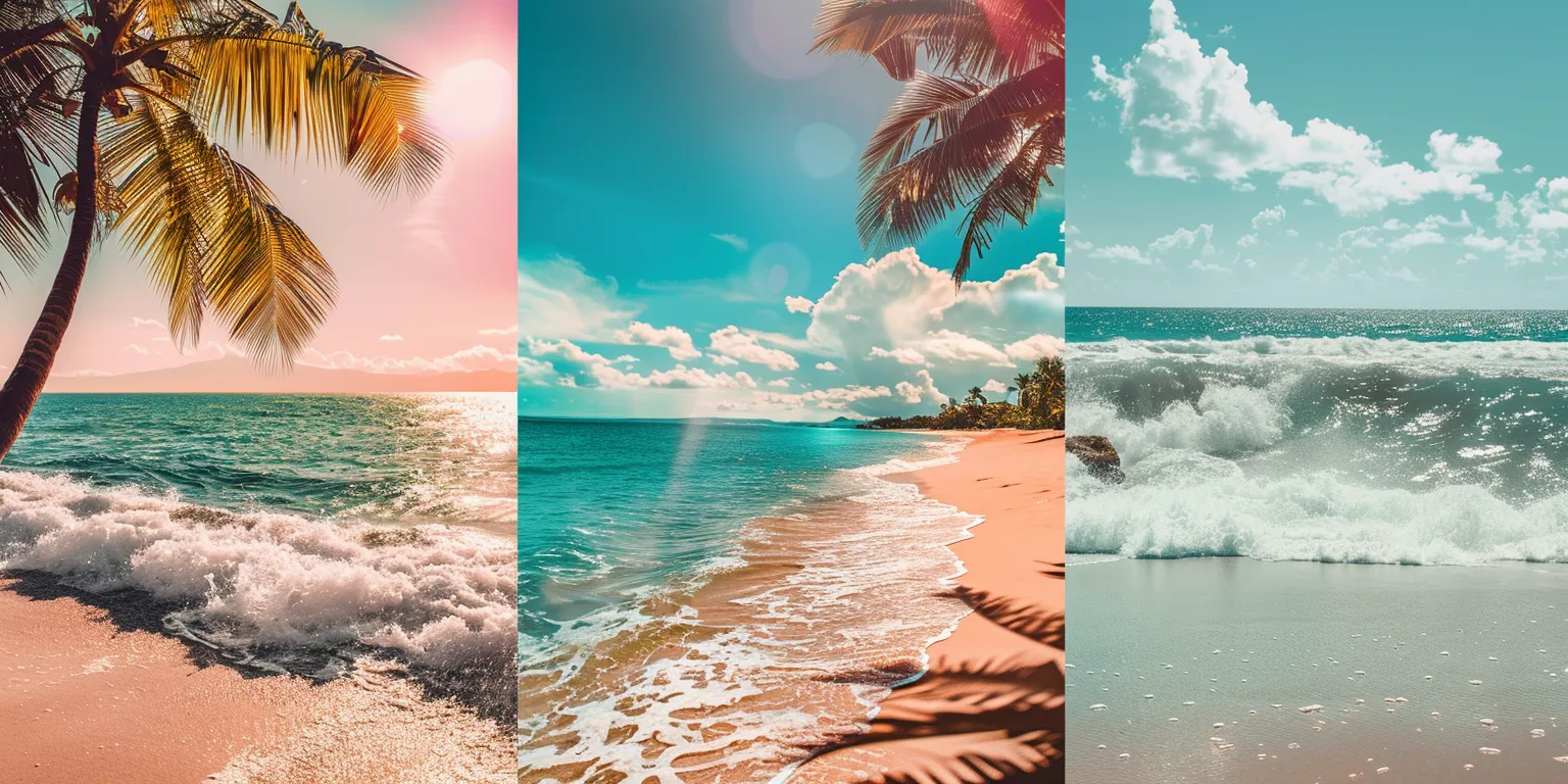 summer backgrounds collage, wallpaper style, 4K  2:1