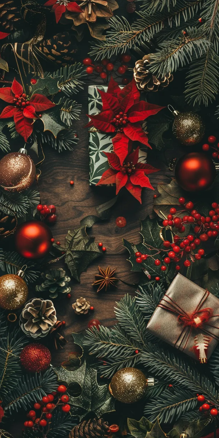 aesthetic christmas wallpaper collage, style, 4K  1:2