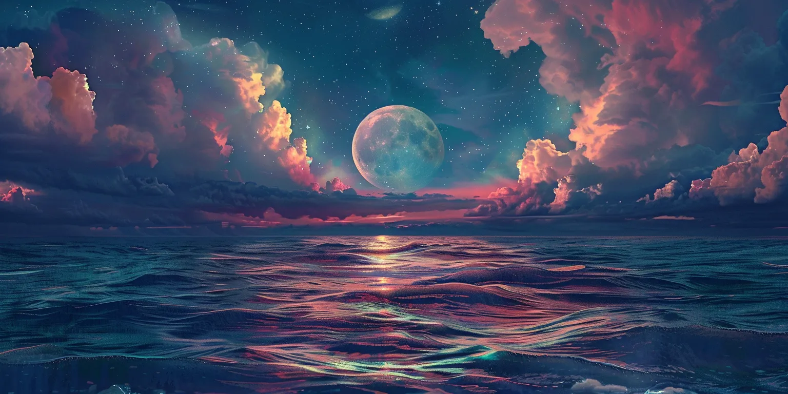 moon wallpaper ocean, sea, 3840x1080, horizon, 2560x1440