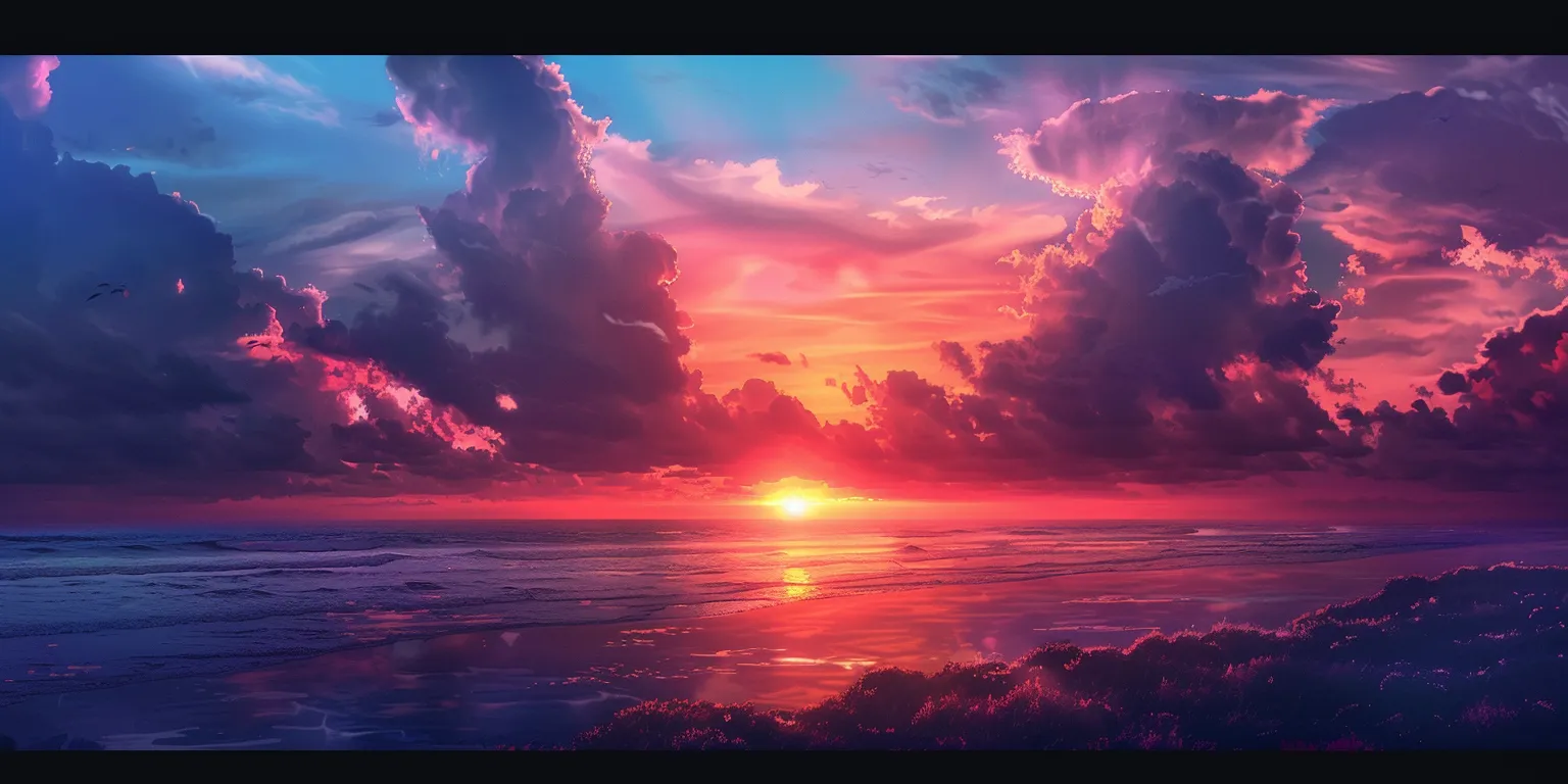 sunset wallpaper computer, style, 4K  2:1