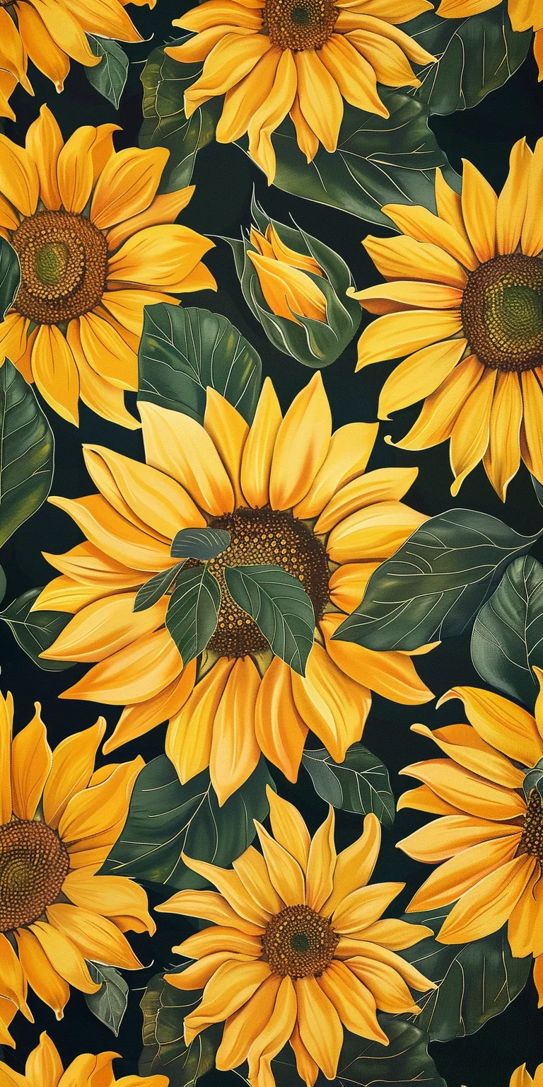 sunflower wallpaper sunflower, wall, gogh, yellow, pattern