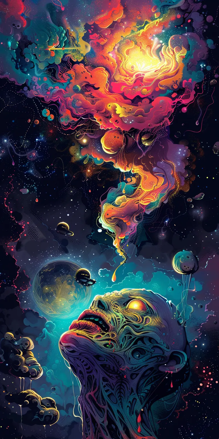trippy wallpaper universe, space, psychedelic, galaxy, astronaut