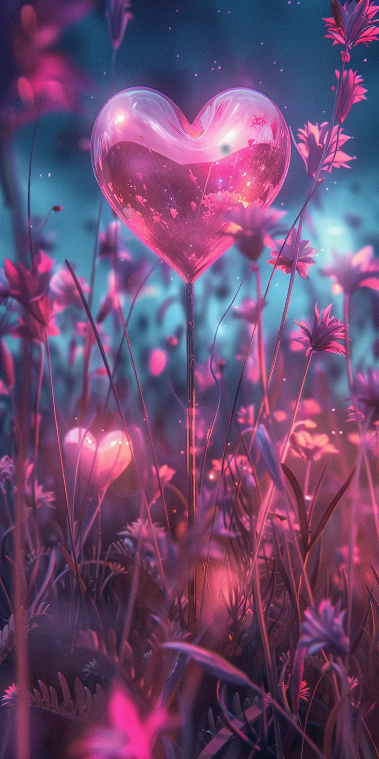 heart background aesthetic, wallpaper style, 4K  1:2