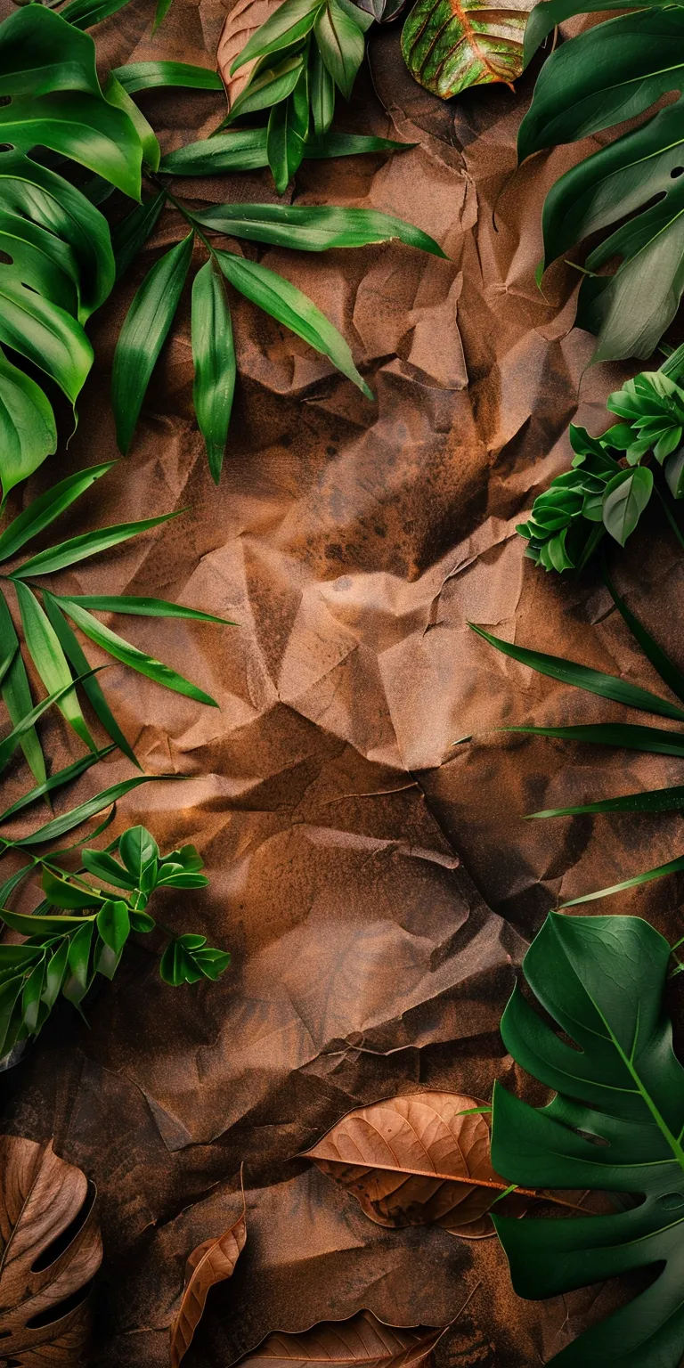 brown wallpaper wall, botanical, leaf, jungle, plants