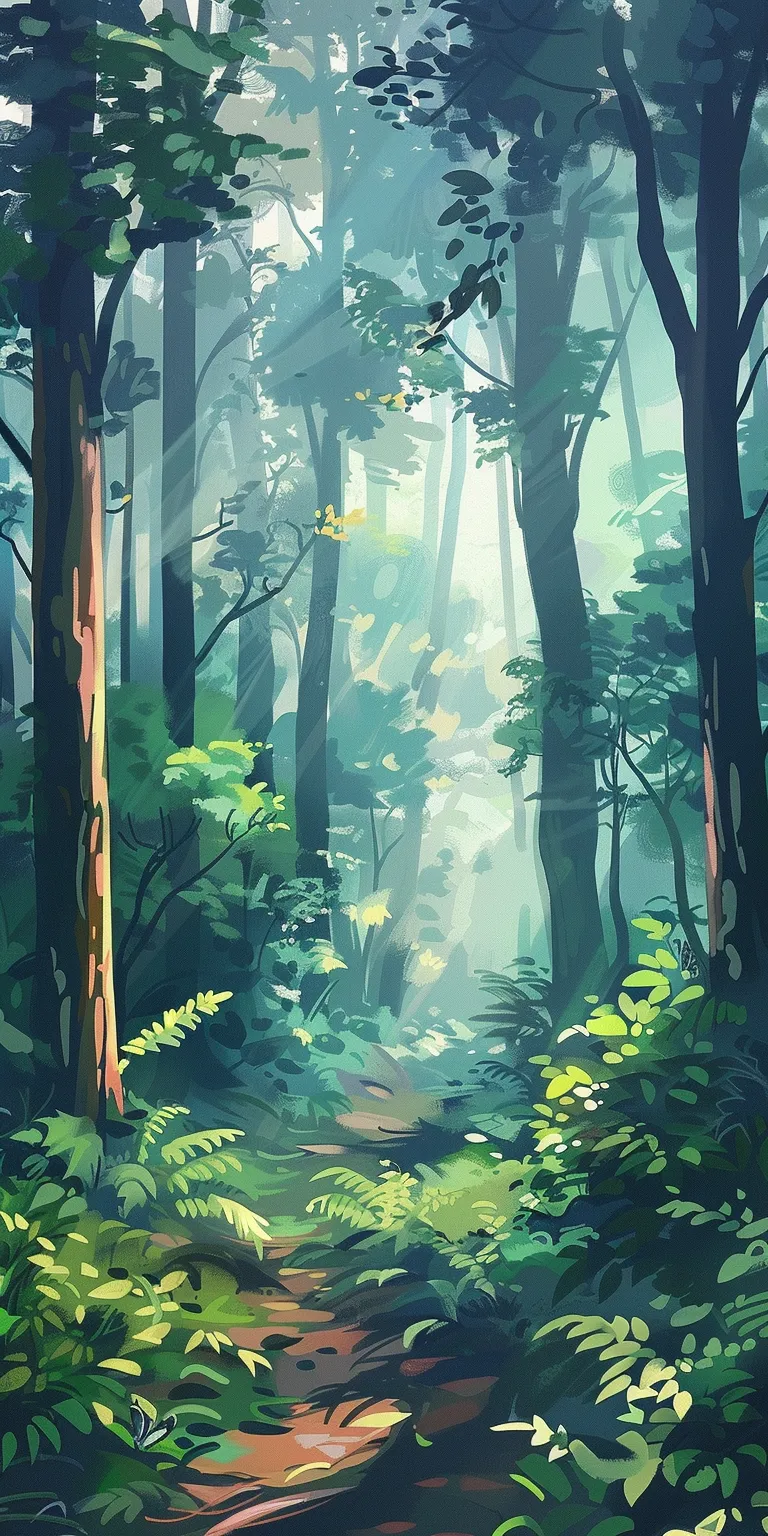 forest background drawing, wallpaper style, 4K  1:2