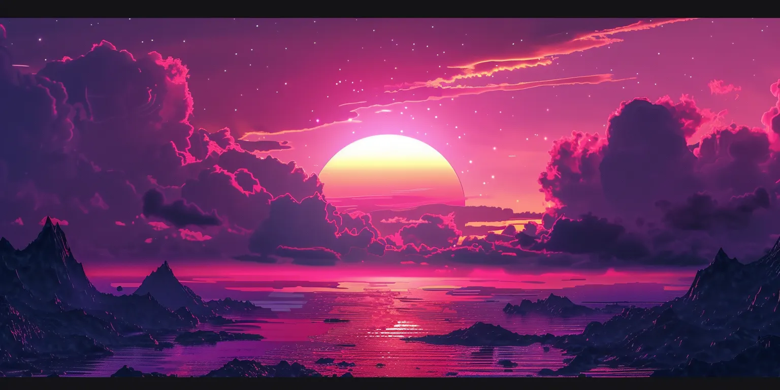 sunset wallpaper aesthetic, style, 4K  2:1