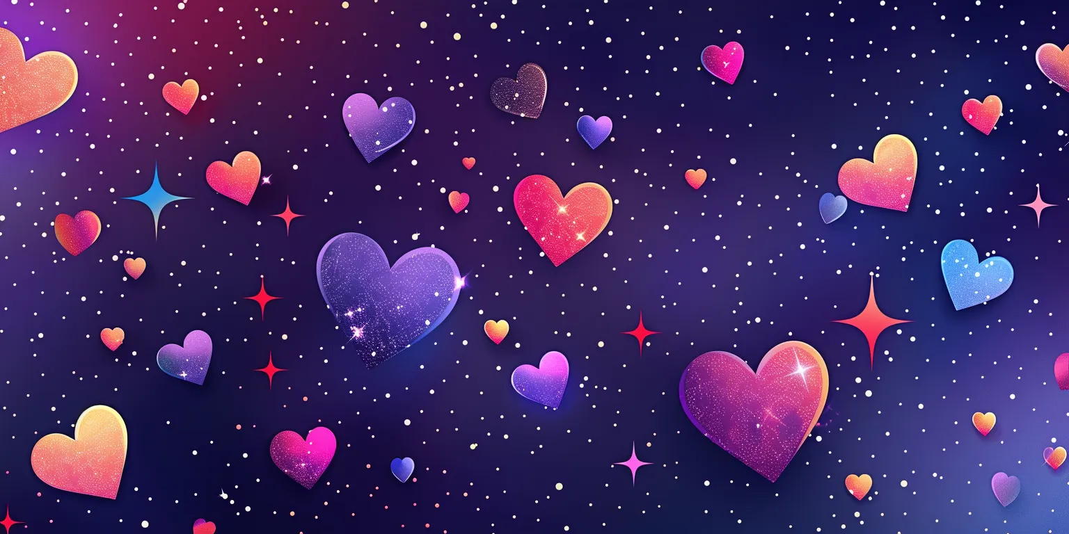 wallpaper with hearts and stars, style, 4K  2:1