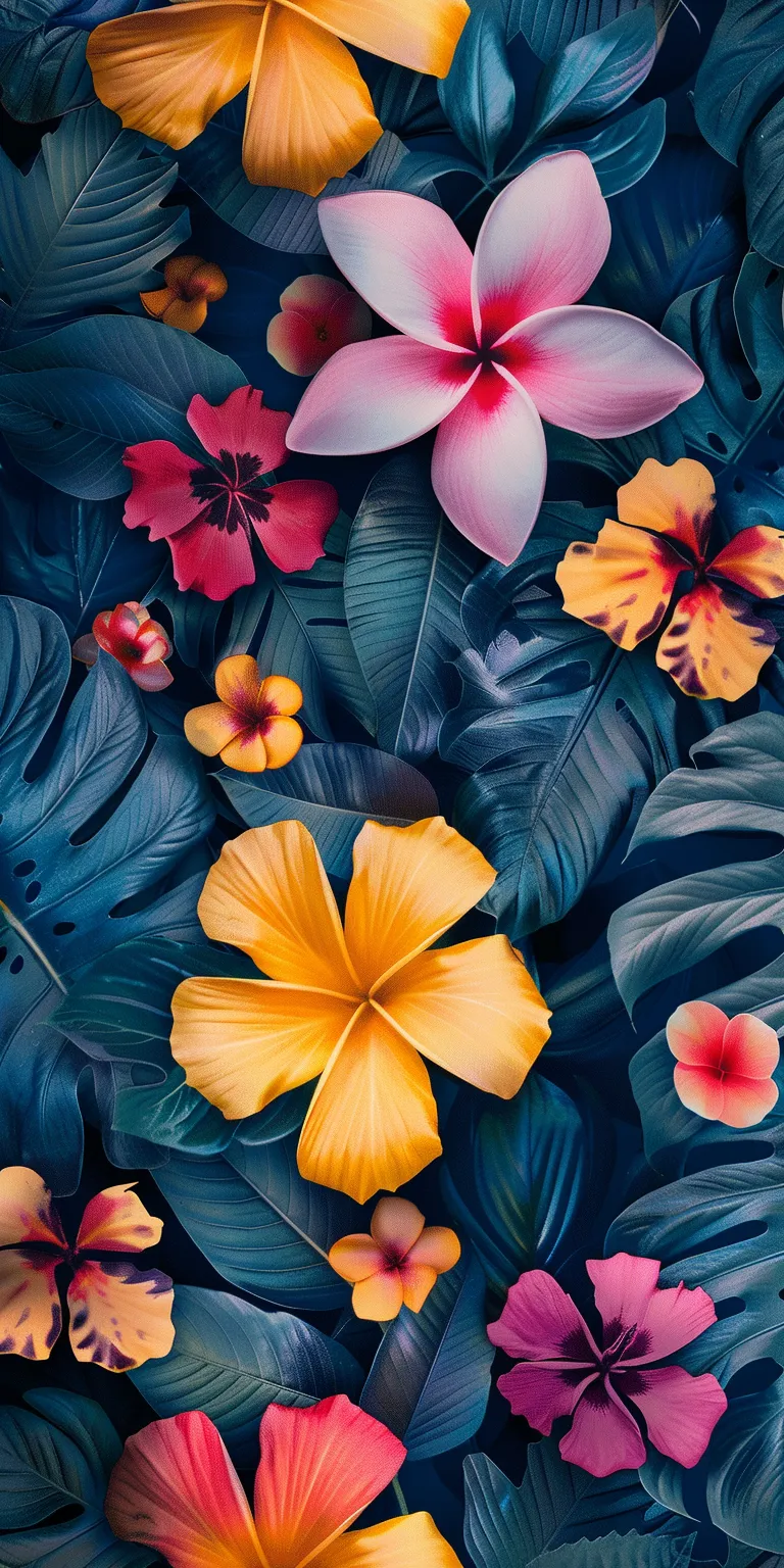 floral background floral, tropical, botanical, wall, amoled