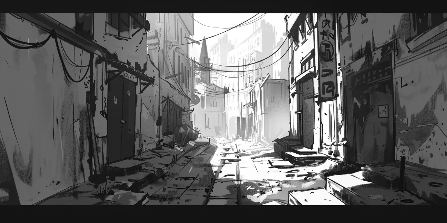 city background drawing, wallpaper style, 4K  2:1
