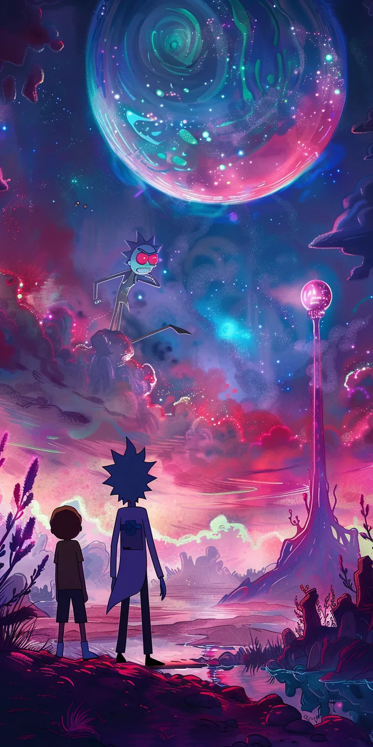 rick and morty wallpaper, wallpaper style, 4K  1:2
