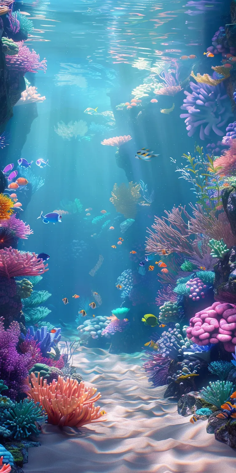 3d background aquarium, wallpaper style, 4K  1:2