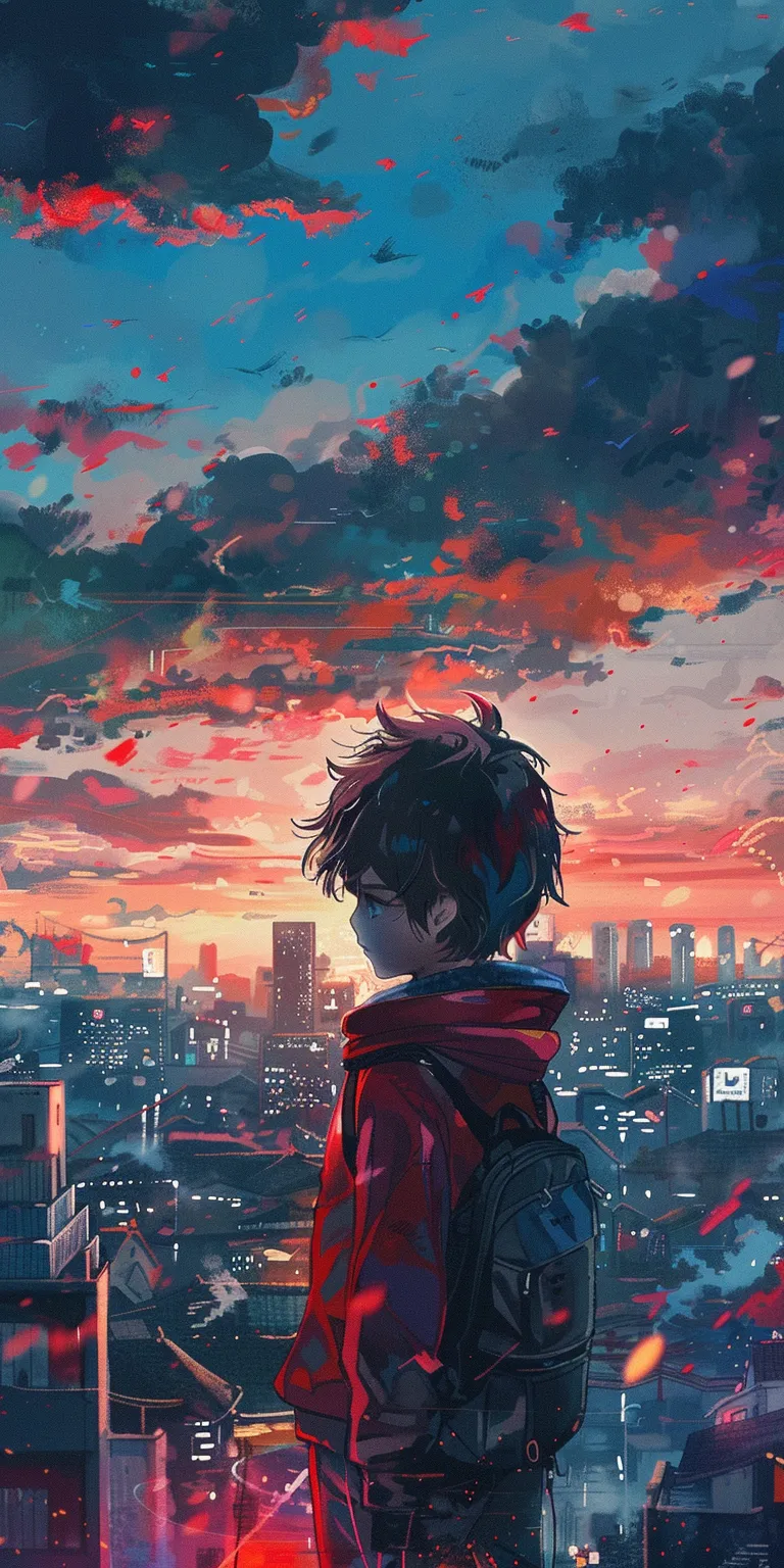 anime cool wallpaper boy, style, 4K  1:2