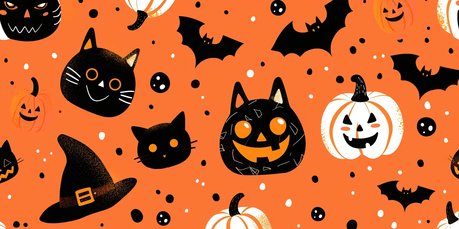 cute halloween wallpaper aesthetic, style, 4K  2:1