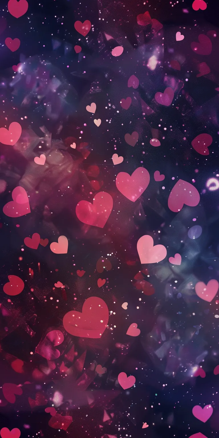 wallpaper with hearts and stars, style, 4K  1:2