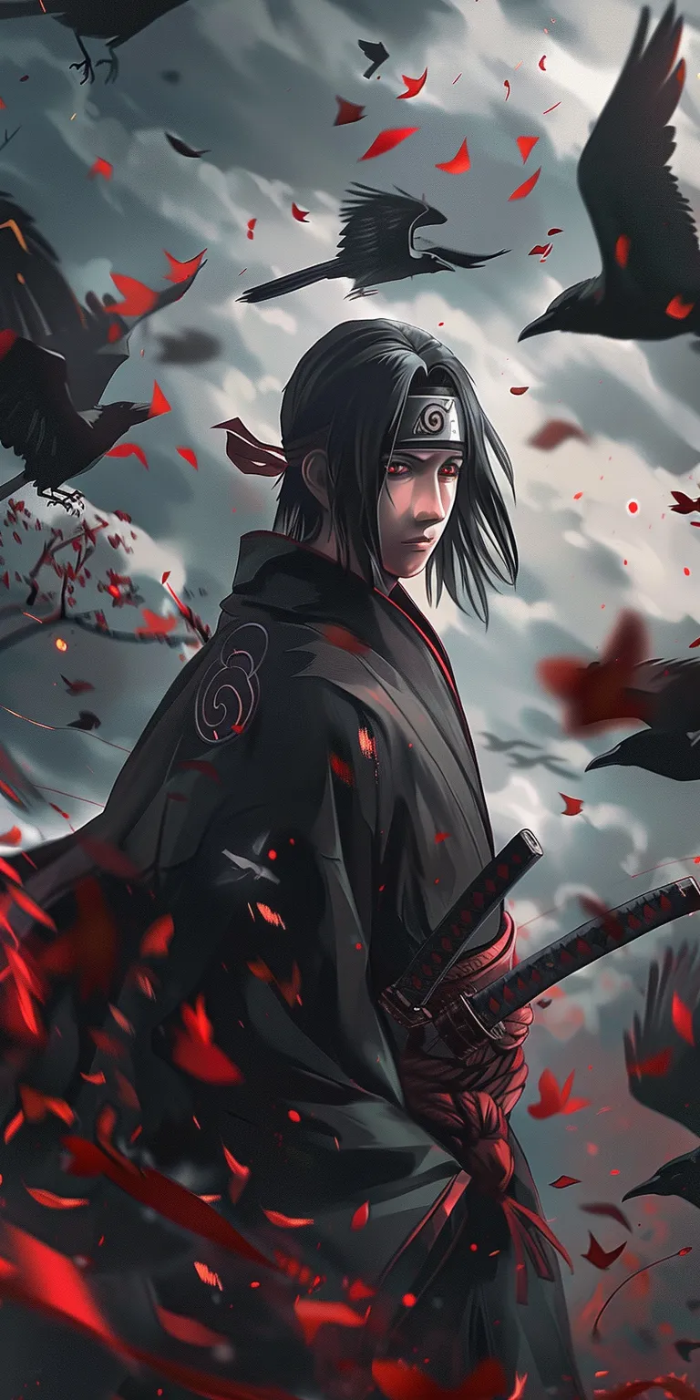 itachi wallpaper, wallpaper style, 4K  1:2