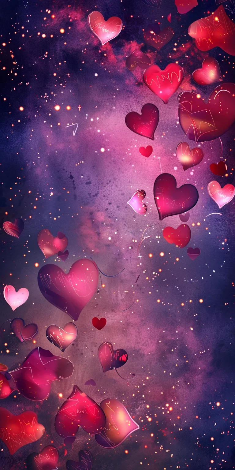 wallpaper with hearts and stars, style, 4K  1:2