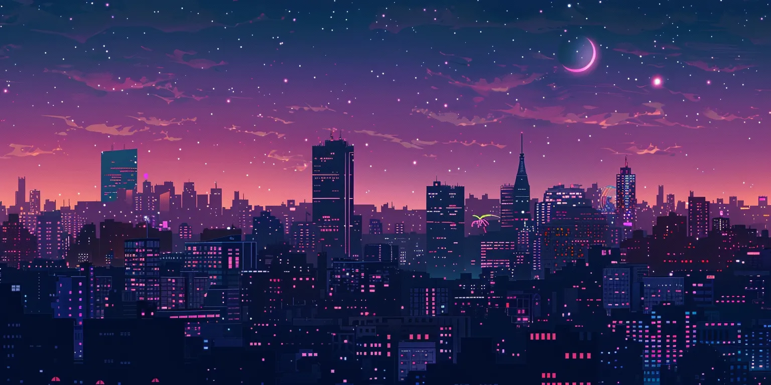 city background night, wallpaper style, 4K  2:1