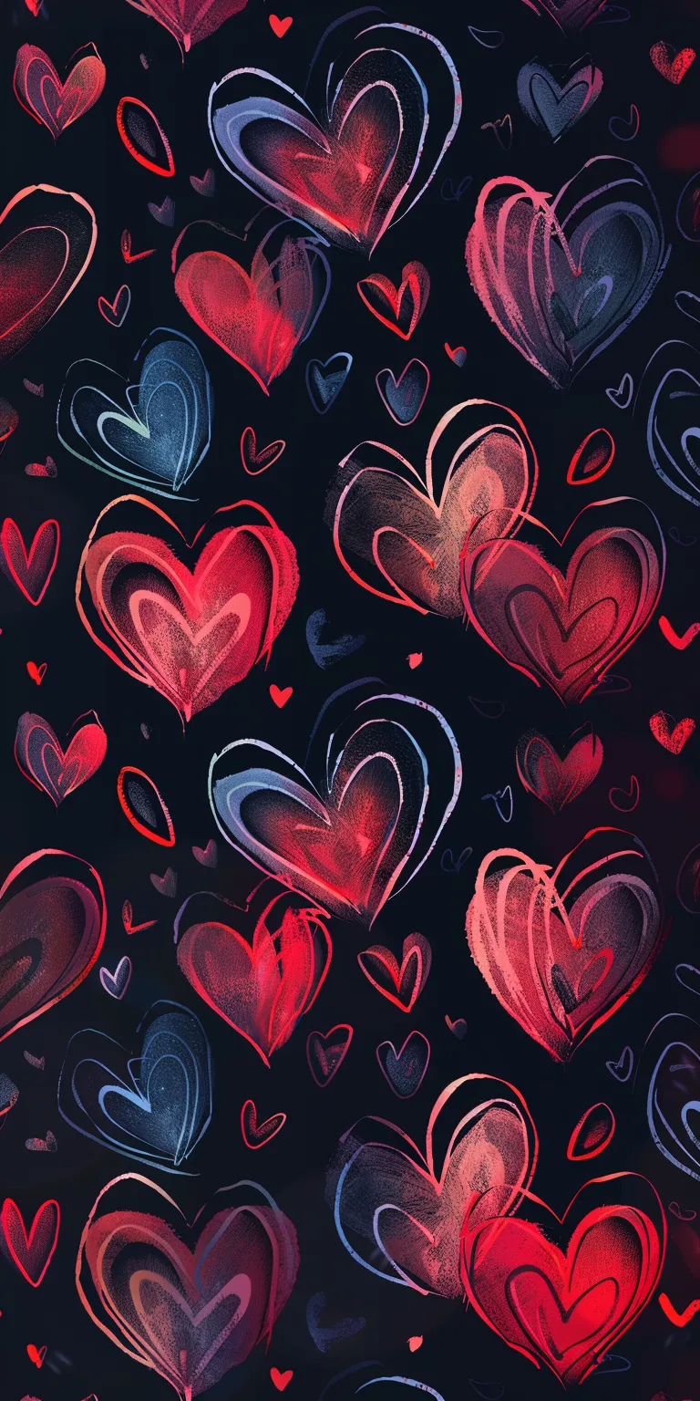 wallpaper with hearts, style, 4K  1:2