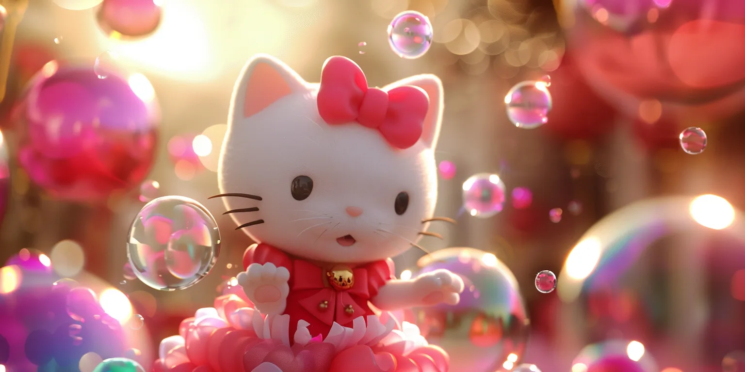 hello kitty background, wallpaper style, 4K  2:1