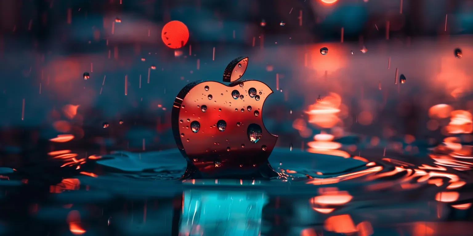 apple wallpaper apple, ios, rain, ios16, 3840x1080