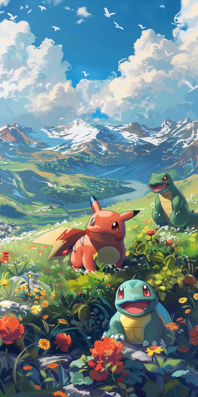 pokemon background, wallpaper style, 4K  1:2