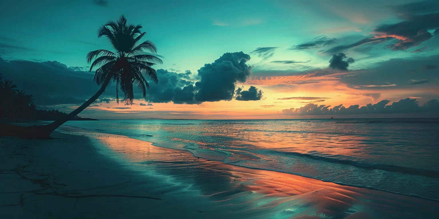 beautiful wallpaper tropical, sunset, ocean, beach, sea