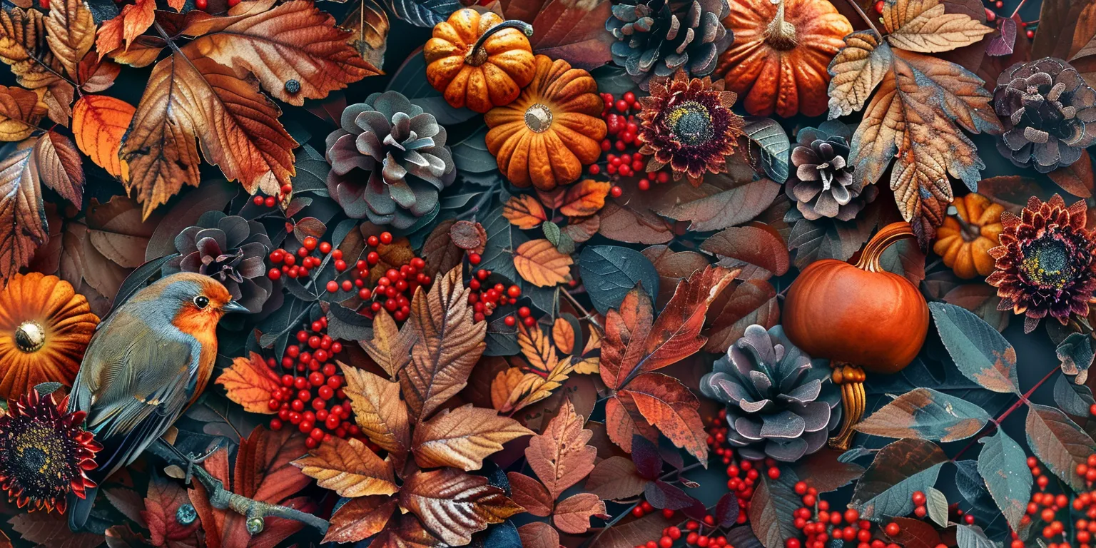 fall background wallpaper collage, style, 4K  2:1