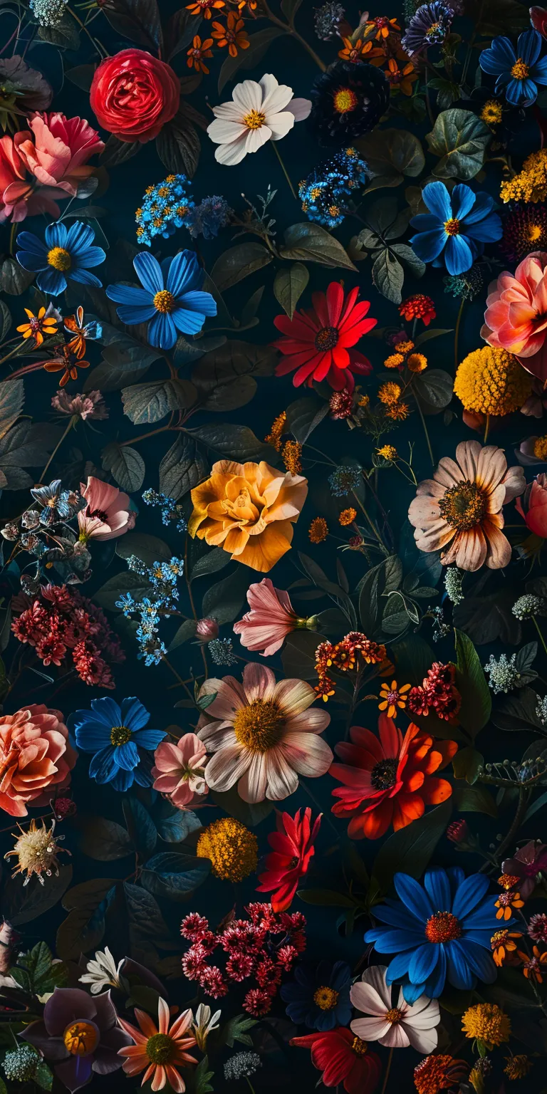wallpaper with flowers small, style, 4K  1:2