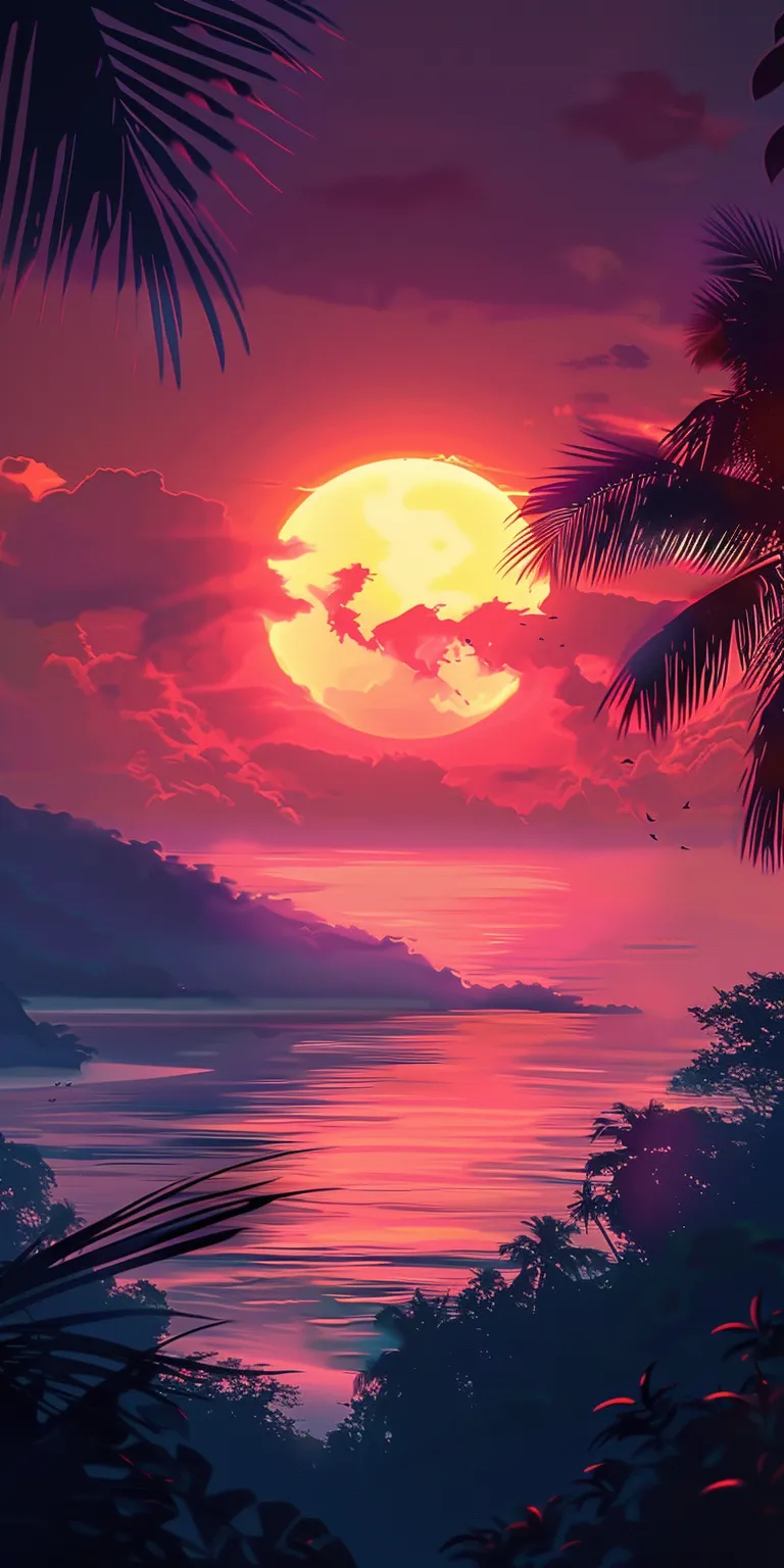 sunset background aesthetic, wallpaper style, 4K  1:2