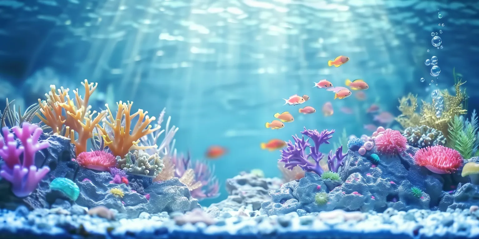 3d background aquarium, wallpaper style, 4K  2:1