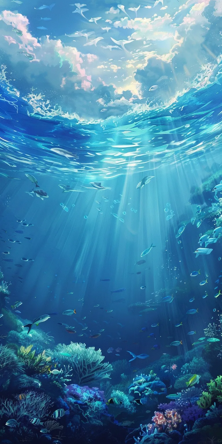 ocean wallpaper, wallpaper style, 4K  1:2