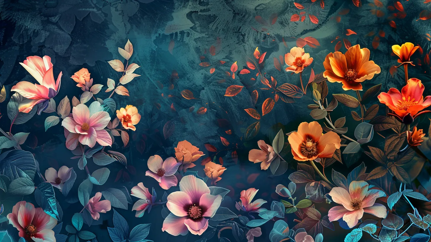 wallpaper with flowers small, style, 4K  16:9