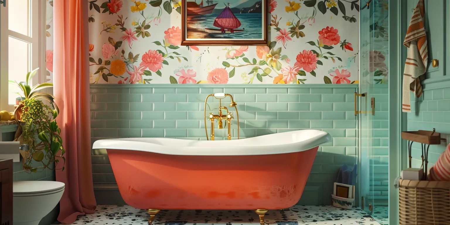 fun wallpaper for bathroom, style, 4K  2:1