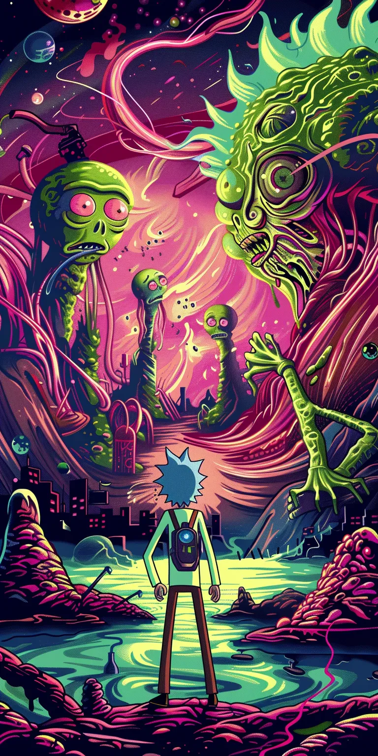 rick and morty wallpapers, wallpaper style, 4K  1:2