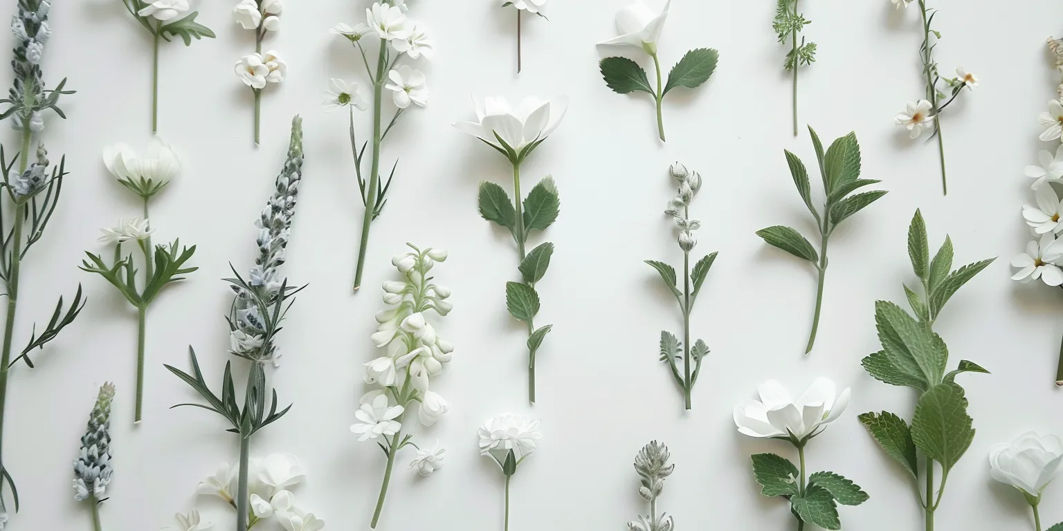 white background wallpaper wall, botanical, plants, flowers