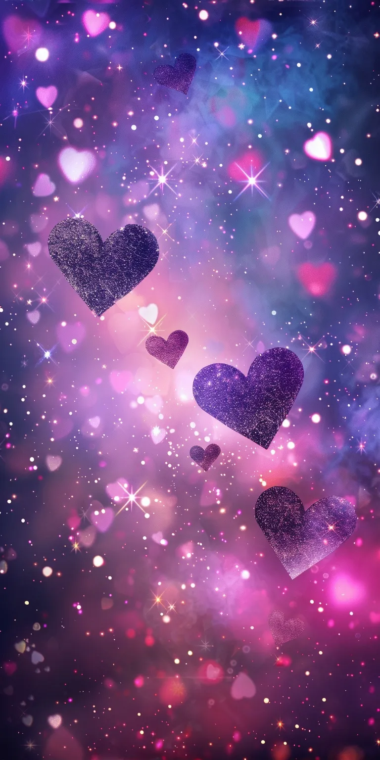 wallpaper with hearts and stars, style, 4K  1:2